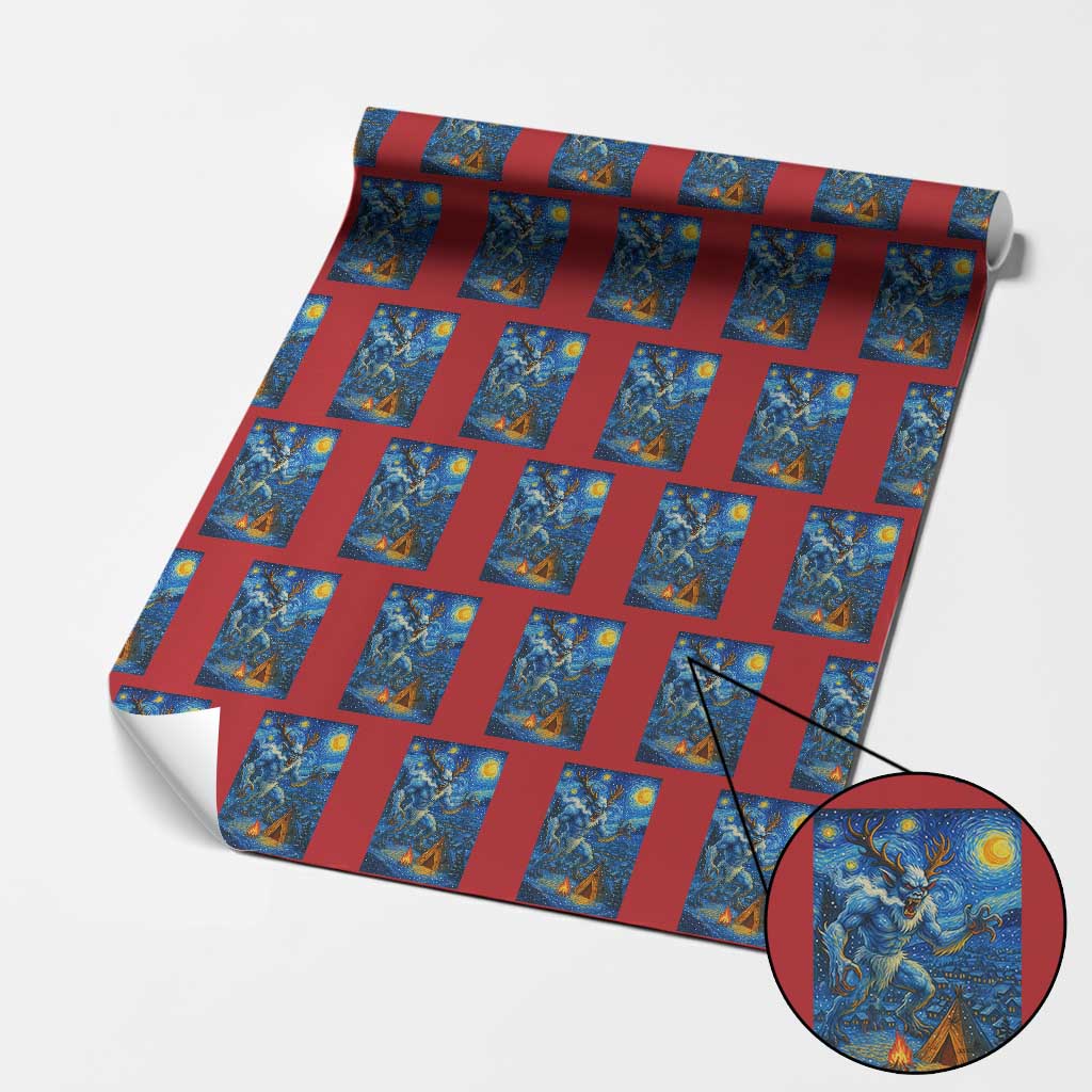Wedigo Cryptid Xmas Wrapping Paper Roll Native American Starry Night Xmas - Wonder Print Shop