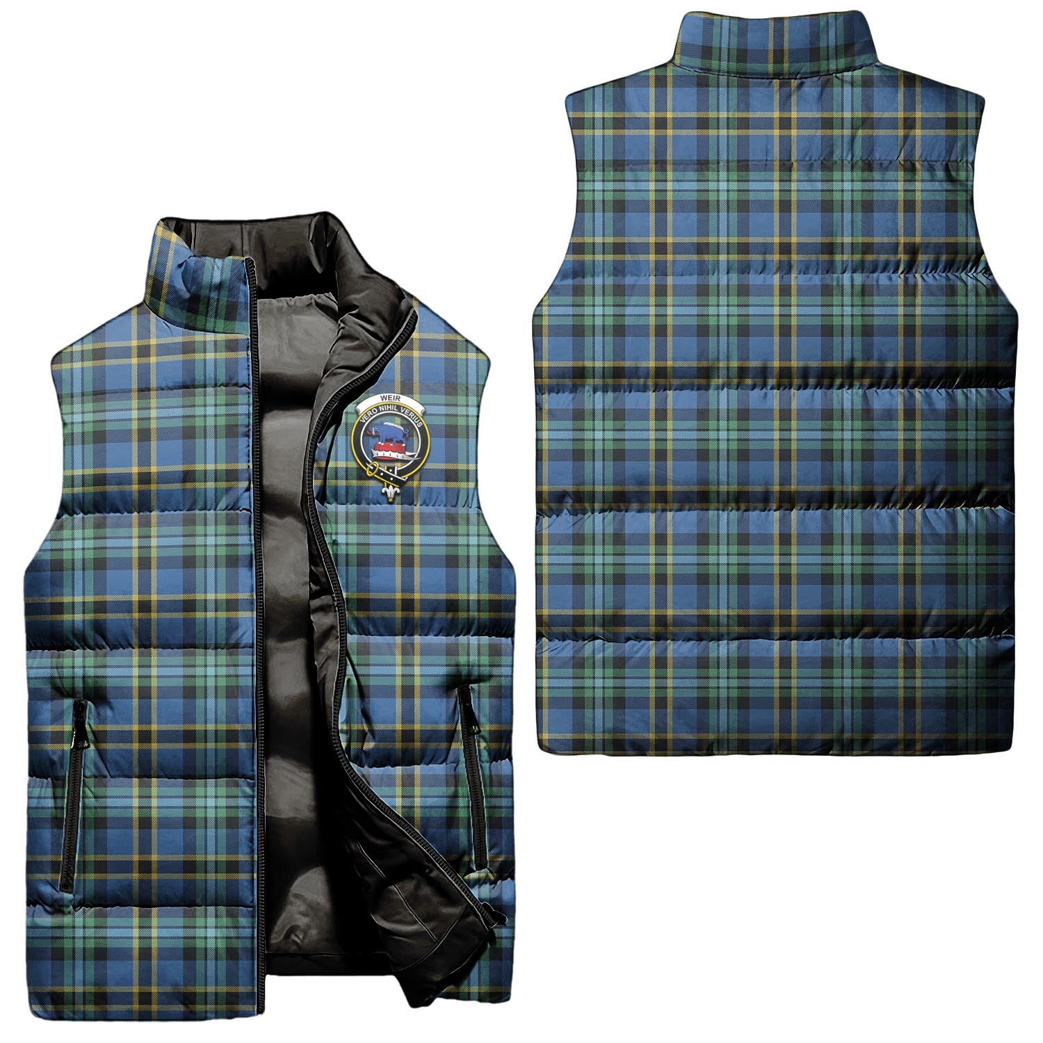 weir-ancient-clan-puffer-vest-family-crest-plaid-sleeveless-down-jacket