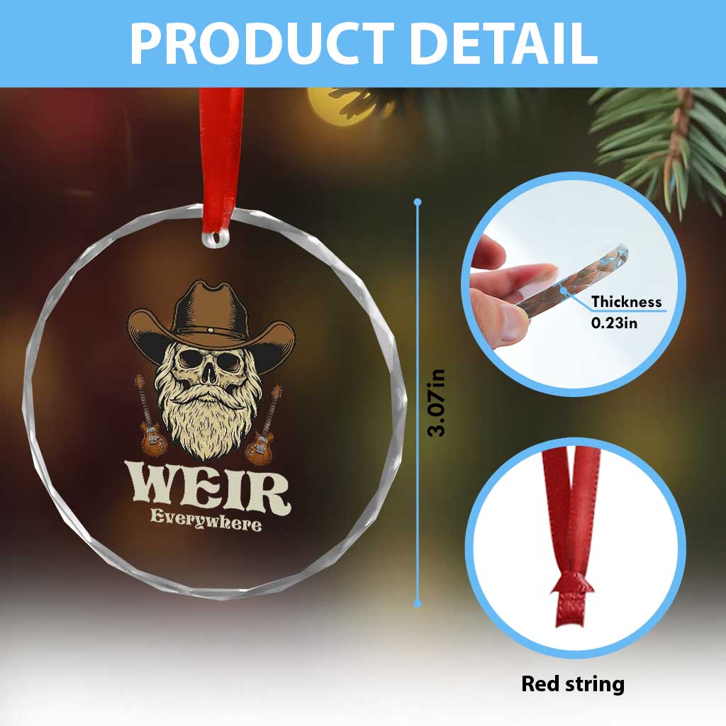 Weir Everywhere Western Skull Guitarist Crystal Glass Ornament Legendary Musician Memorial Retro Tribute for Fans