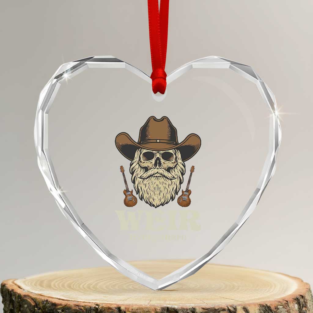 Weir Everywhere Western Skull Guitarist Heart Crystal Glass Ornament Legendary Musician Memorial Retro Tribute for Fans