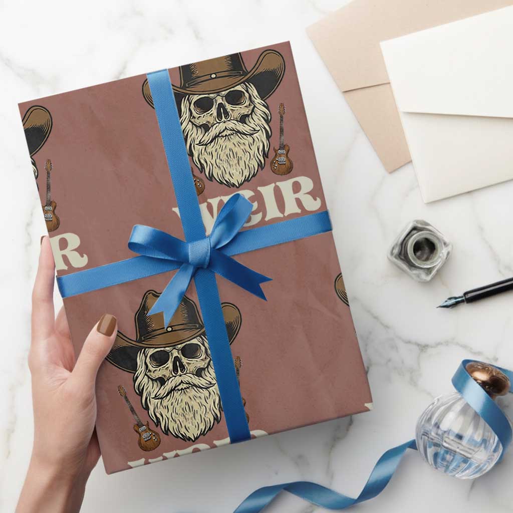 Weir Everywhere Western Skull Guitarist Wrapping Paper Roll Legendary Musician Memorial Retro Tribute for Fans