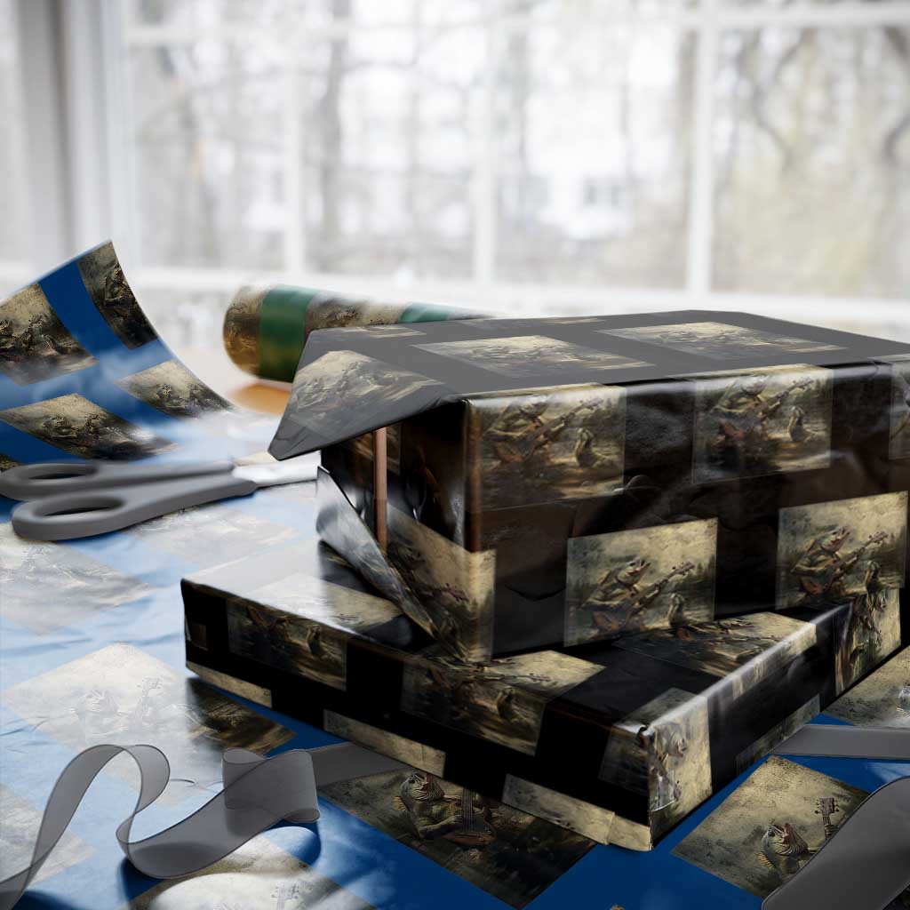 Weird Bass Fish Playing Bass Guitar Wrapping Paper Roll Funny Cursed Meme - Wonder Print Shop