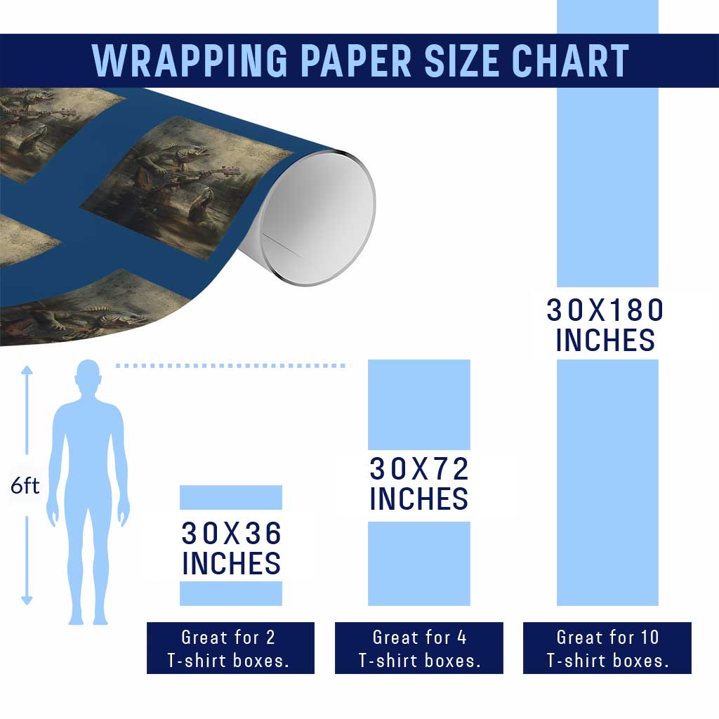 Weird Bass Fish Playing Bass Guitar Wrapping Paper Roll Funny Cursed Meme - Wonder Print Shop