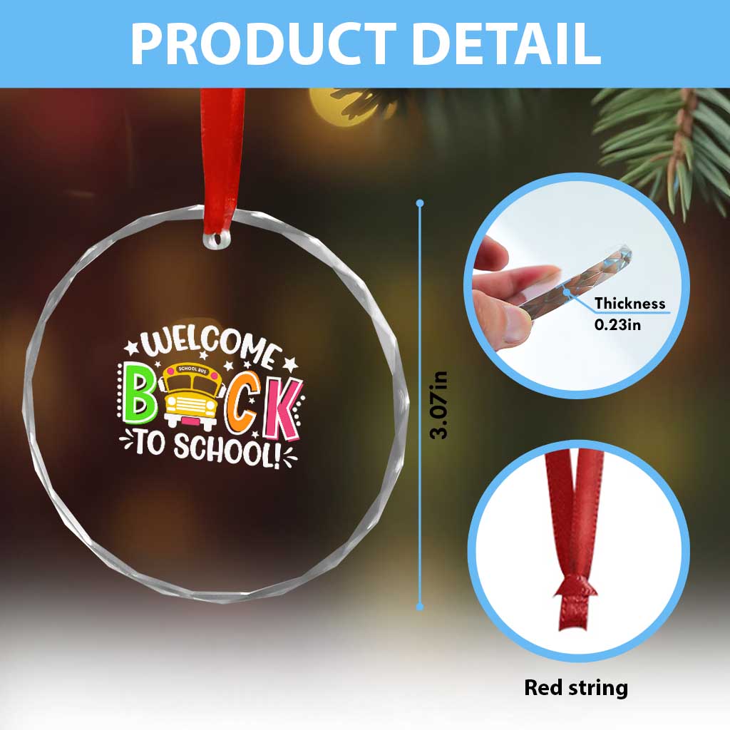 Welcome Back to School Bus Driver Crystal Glass Ornament First Day for School Gifts