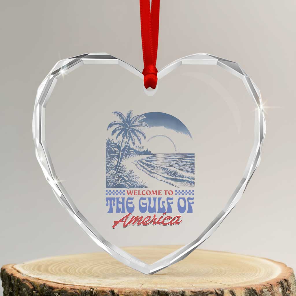 Welcome To America's Gulf Heart Crystal Glass Ornament Retro Vintage Beach - Wonder Print Shop