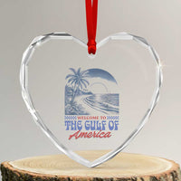 Welcome To America's Gulf Heart Crystal Glass Ornament Retro Vintage Beach - Wonder Print Shop