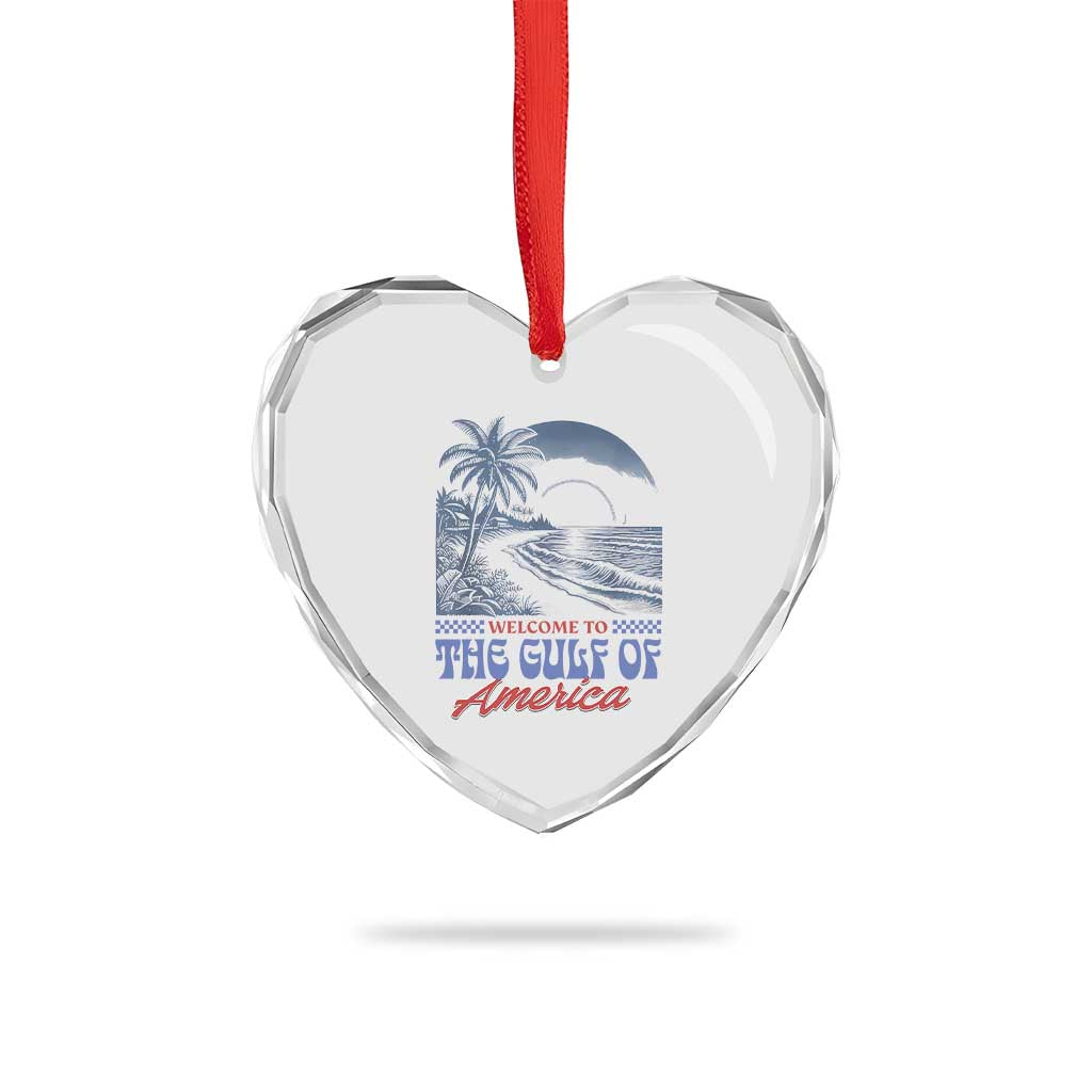 Welcome To America's Gulf Heart Crystal Glass Ornament Retro Vintage Beach - Wonder Print Shop