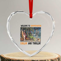 Welcome To Summerween Chillin And Thrillin Heart Crystal Glass Ornament Funny Summer Halloween