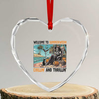 Welcome To Summerween Chillin And Thrillin Heart Crystal Glass Ornament Spooky Beach Party Gift