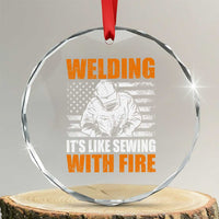 Welder Gifts for Men Crystal Glass Ornament Welding Its Like Sewing With Fire American Flag