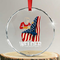 Welder Patriotic American Flag Crystal Glass Ornament - Wonder Print Shop