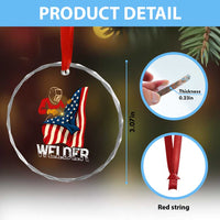Welder Patriotic American Flag Crystal Glass Ornament - Wonder Print Shop