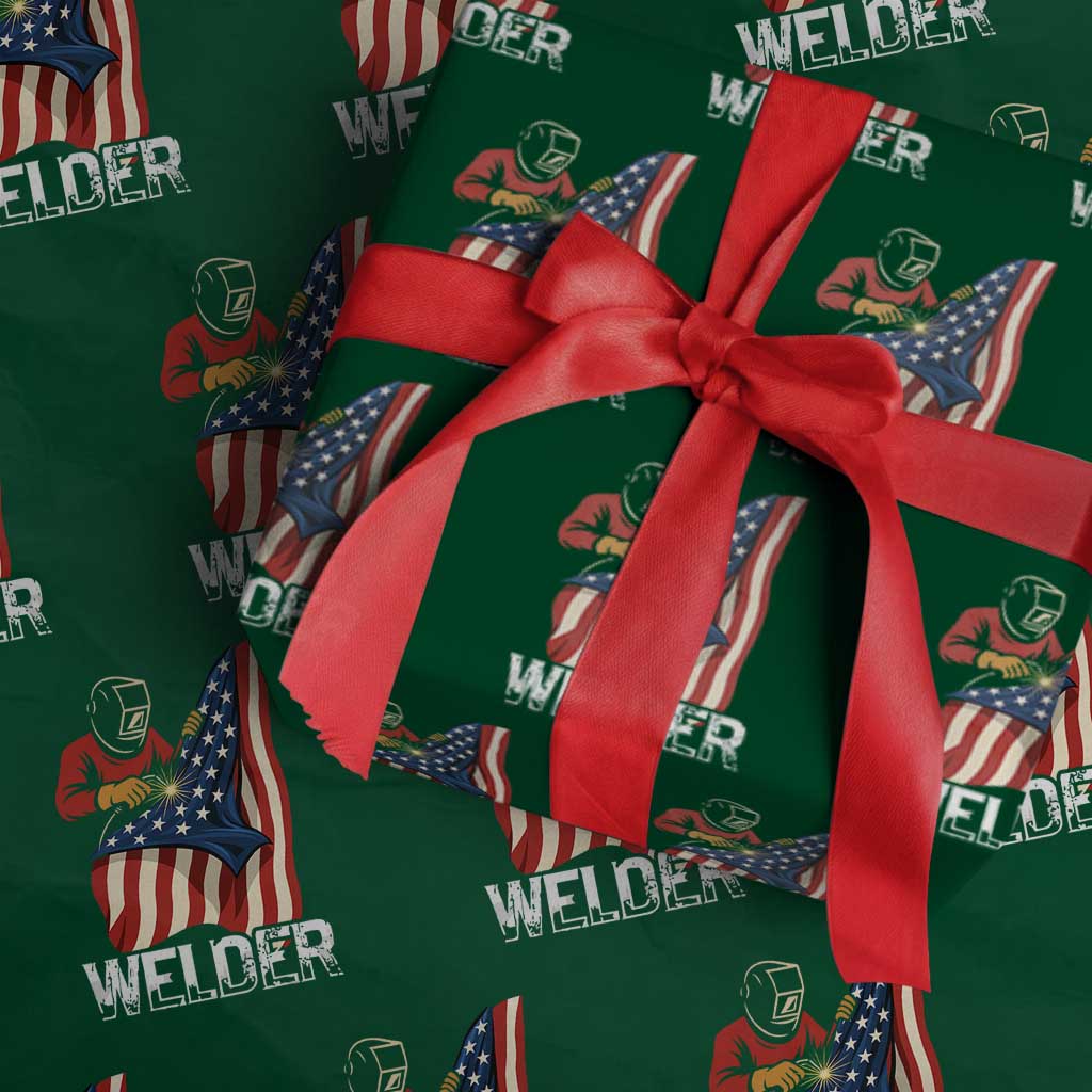 Welder Patriotic American Flag Wrapping Paper Roll - Wonder Print Shop