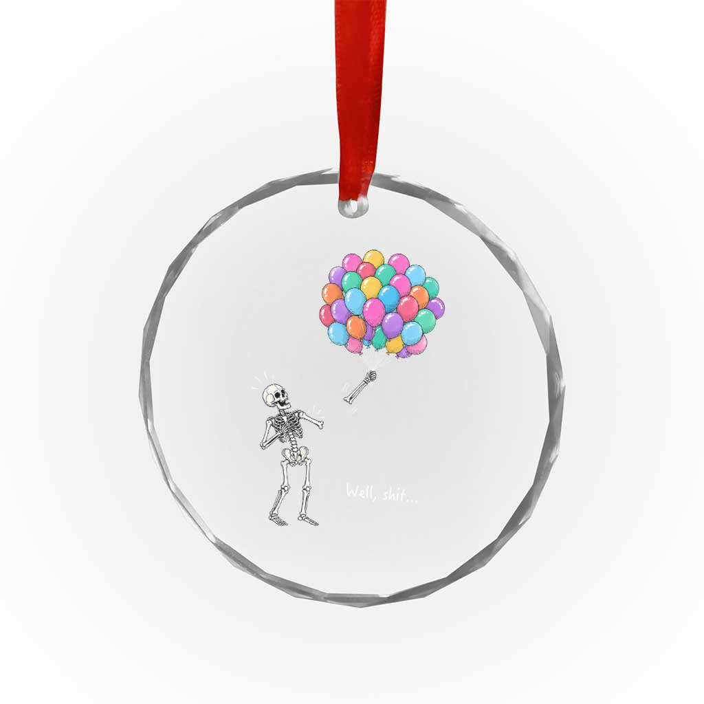 Well Shit Skeleton Detached Arm Crystal Glass Ornament Gothic Halloween Flying Balloons Graphic