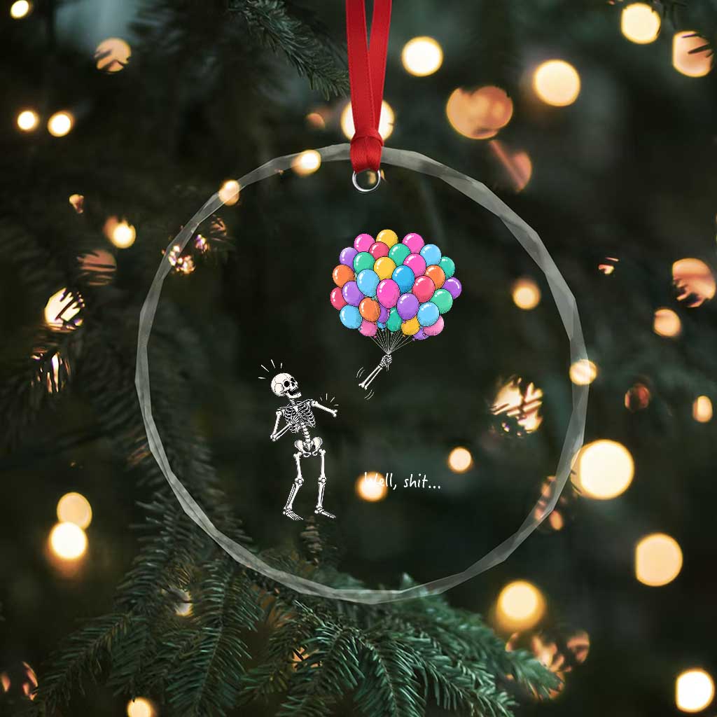 Well Shit Skeleton Detached Arm Crystal Glass Ornament Gothic Halloween Flying Balloons Graphic