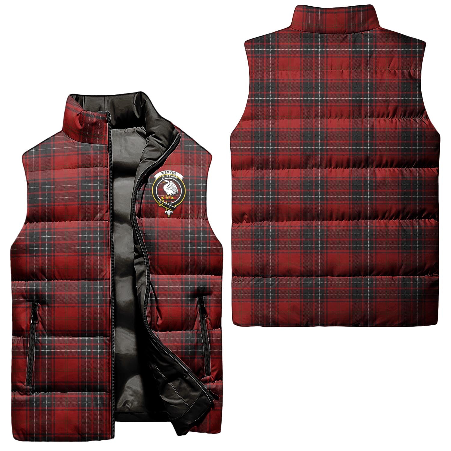 wemyss-clan-puffer-vest-family-crest-plaid-sleeveless-down-jacket