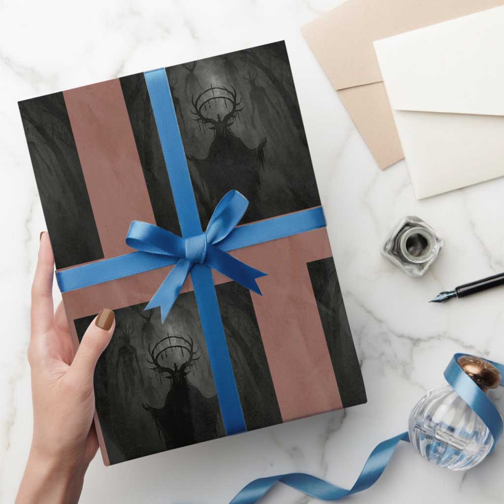 Wendigo Wrapping Paper Roll Gothic Horror Forest Demon Cryptid Occult Dark Fantasy - Wonder Print Shop