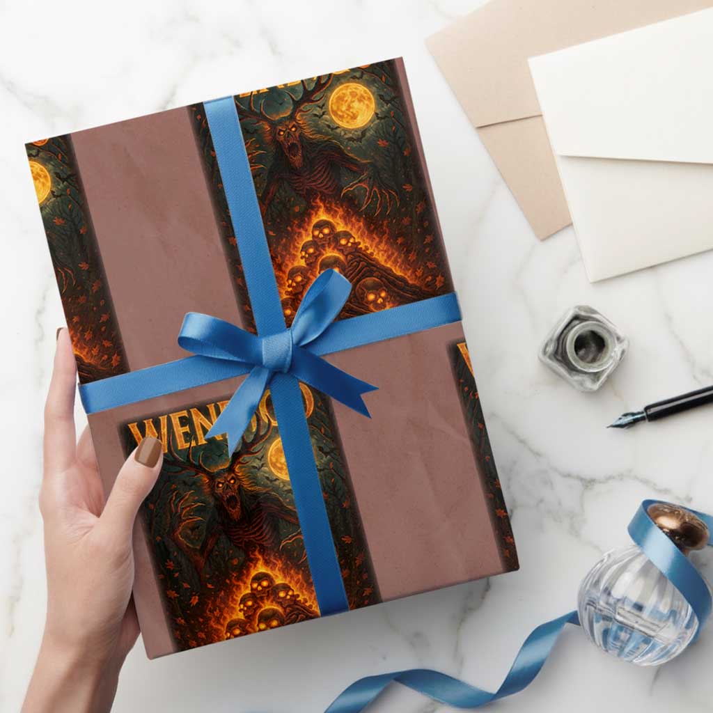 Wendigo Wrapping Paper Roll Halloween Cryptid Horror Mythical Creature - Wonder Print Shop
