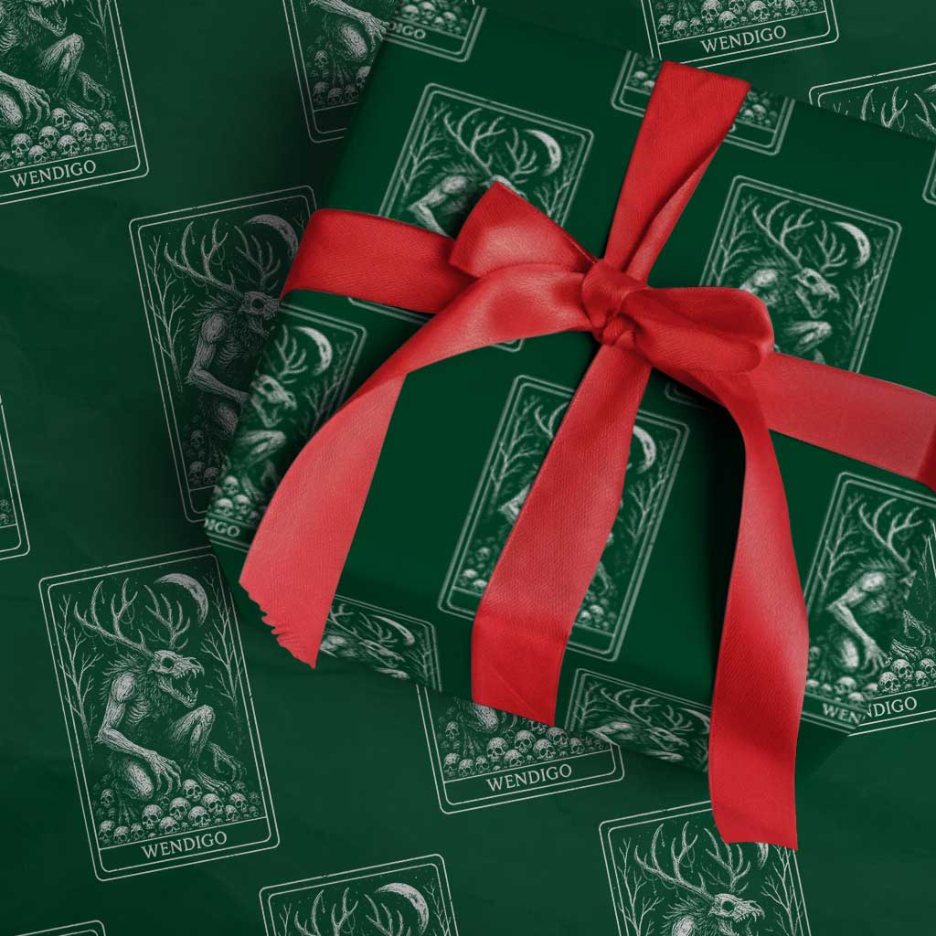 Wendigo Wrapping Paper Roll Tarot Card Horror Cryptid Occult Dark Fantasy - Wonder Print Shop
