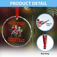 Western Black Santa Merry Buckin Christmas Crystal Glass Ornament Funny Rodeo - Wonder Print Shop