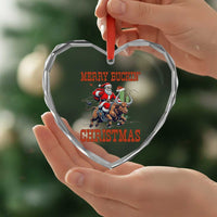 Western Black Santa Merry Buckin Christmas Heart Crystal Glass Ornament Funny Rodeo - Wonder Print Shop