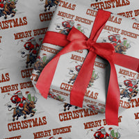 Western Black Santa Merry Buckin Christmas Wrapping Paper Roll Funny Rodeo - Wonder Print Shop