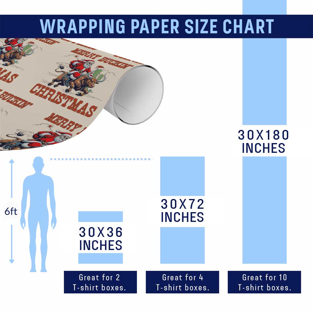 Western Black Santa Merry Buckin Christmas Wrapping Paper Roll Funny Rodeo - Wonder Print Shop