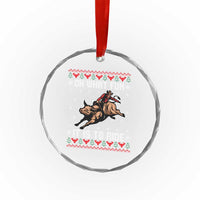 Western Bull Riding Ugly Christmas Crystal Glass Ornament Oh What Fun It Is To Ride - Wonder Print Shop