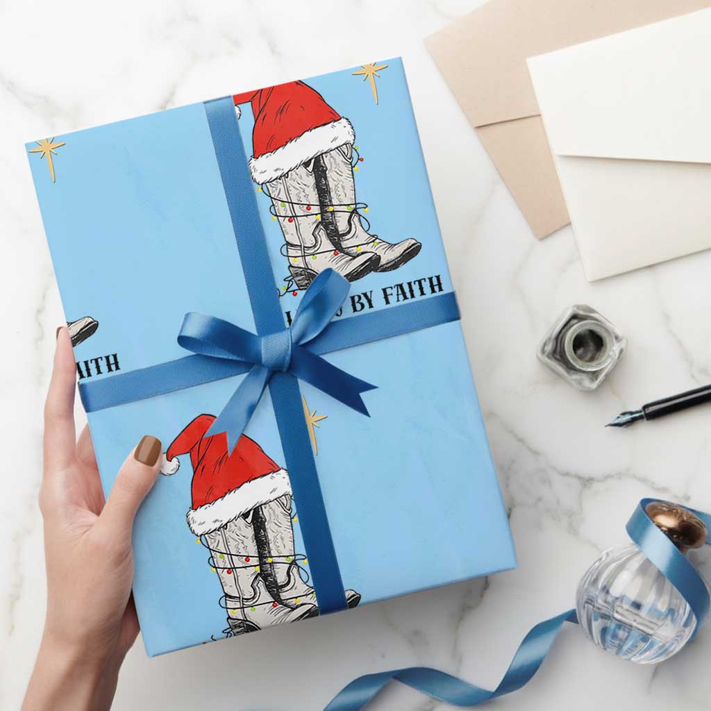 Western Christian Cowboy Wrapping Paper Roll Walking By Faith Tripping Constantly - Wonder Print Shop