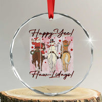 Western Christmas Horse Rider Crystal Glass Ornament Happy Yee Haw Lidays - Wonder Print Shop