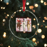 Western Christmas Horse Rider Crystal Glass Ornament Happy Yee Haw Lidays - Wonder Print Shop