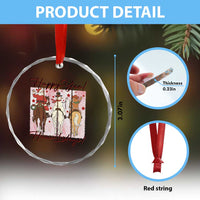 Western Christmas Horse Rider Crystal Glass Ornament Happy Yee Haw Lidays - Wonder Print Shop