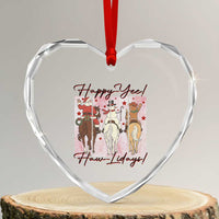 Western Christmas Horse Rider Heart Crystal Glass Ornament Happy Yee Haw Lidays - Wonder Print Shop