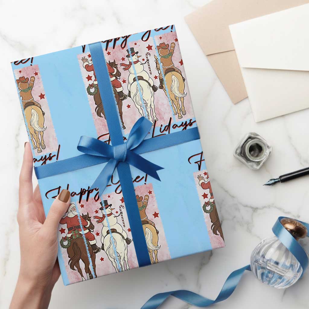 Western Christmas Horse Rider Wrapping Paper Roll Happy Yee Haw Lidays - Wonder Print Shop