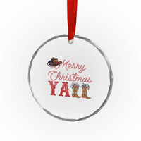 Western Cowboy Howdy Crystal Glass Ornament Merry Christmas Yall Cowgirl Boots Hat - Wonder Print Shop