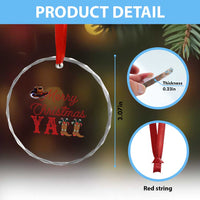Western Cowboy Howdy Crystal Glass Ornament Merry Christmas Yall Cowgirl Boots Hat - Wonder Print Shop