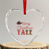 Western Cowboy Howdy Heart Crystal Glass Ornament Merry Christmas Yall Cowgirl Boots Hat - Wonder Print Shop