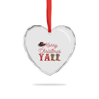 Western Cowboy Howdy Heart Crystal Glass Ornament Merry Christmas Yall Cowgirl Boots Hat - Wonder Print Shop