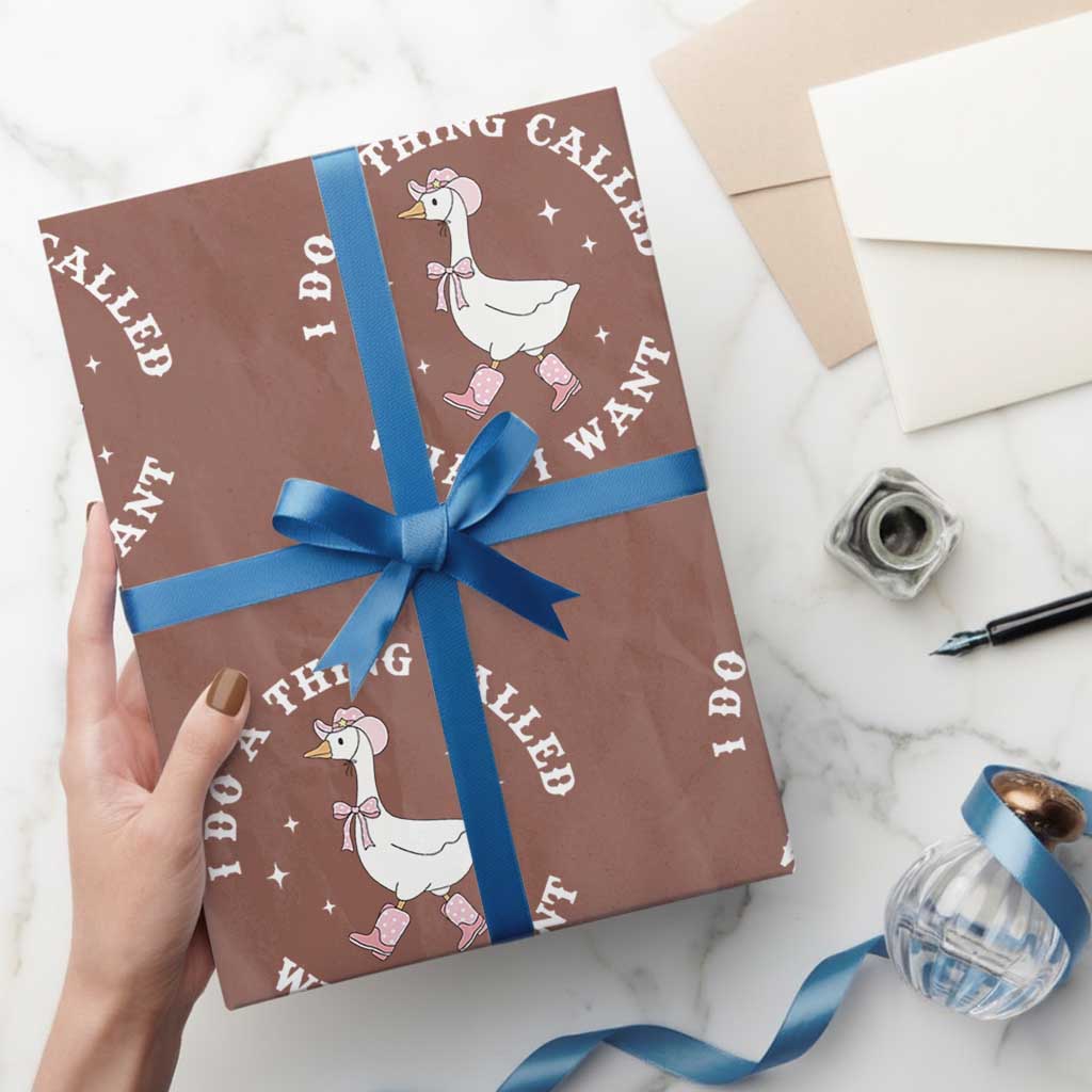 Western Cowgirl Silly Goose Meme Wrapping Paper Roll I Do A Thing Called What I Want - Wonder Print Shop