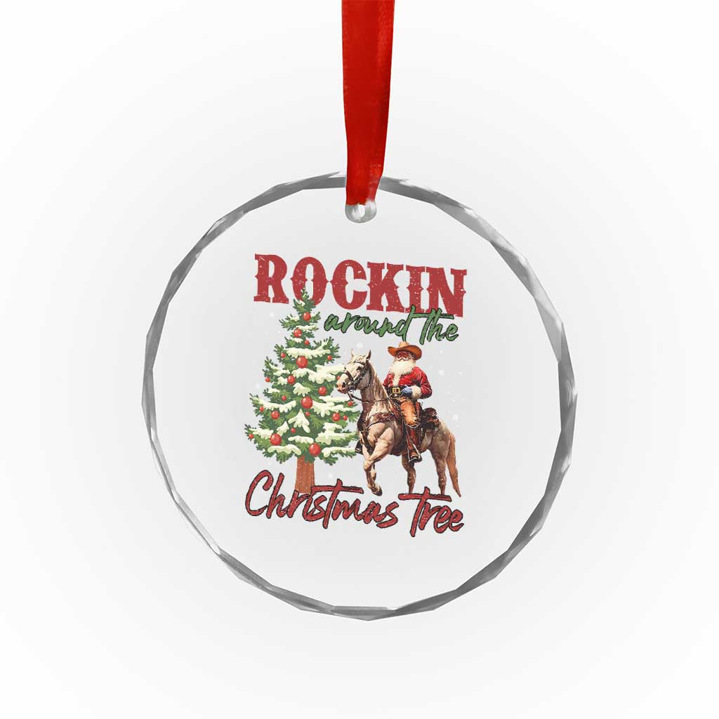 Western Crystal Glass Ornament Vintage 90s Cowboy Santa Claus Xmas Tree TS10