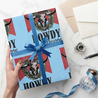 Western Howdy Christmas Wrapping Paper Roll Longhorn Skull Xmas Wreath - Wonder Print Shop