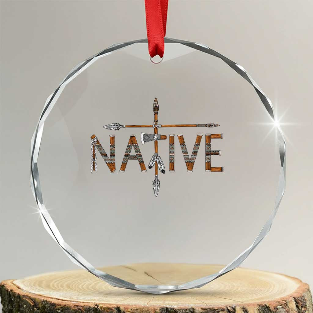 Western Style Tribal Feather Crystal Glass Ornament Vintage Boho Graphic