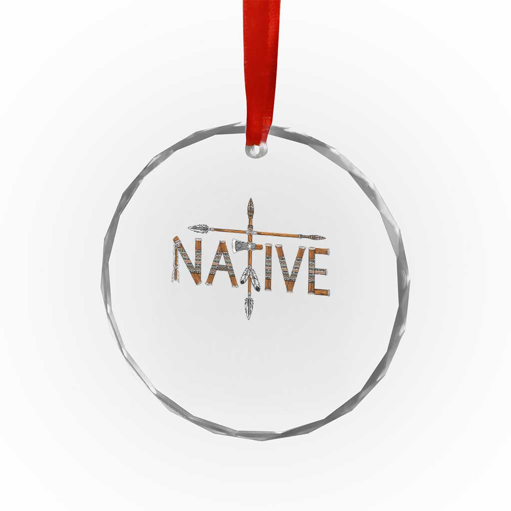 Western Style Tribal Feather Crystal Glass Ornament Vintage Boho Graphic