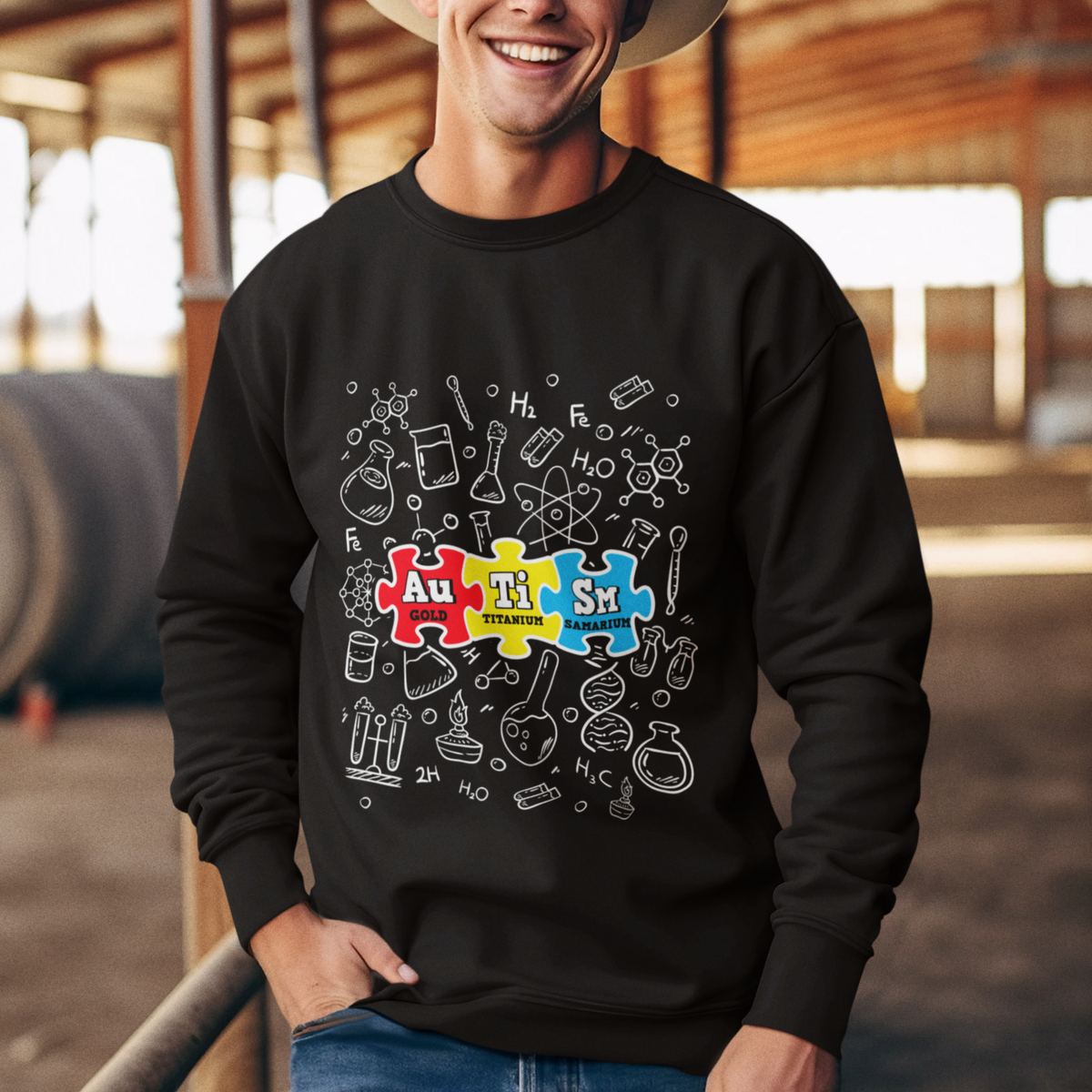 Autism Awareness Puzzle Periodic Table Autistic Sweatshirt - Wonder Print Shop