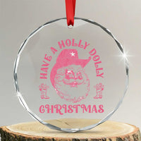 Western Xmas Crystal Glass Ornament Have A Holly Dolly Cowboy Santa TS11