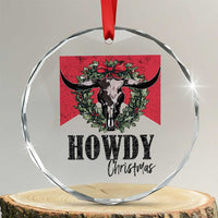 Western Xmas Crystal Glass Ornament Howdy Christmas Cow Skull Xmas Wreath TS11