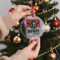 Western Xmas Crystal Glass Ornament Howdy Christmas Cow Skull Xmas Wreath TS11