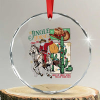 Western Xmas Crystal Glass Ornament Jingle Horse Pick Up Your Feet Cowboy Santa Rider TS09