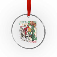Western Xmas Crystal Glass Ornament Jingle Horse Pick Up Your Feet Cowboy Santa Rider TS09