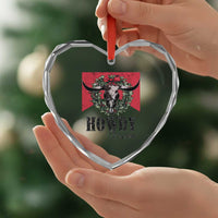 Western Xmas Heart Crystal Glass Ornament Howdy Christmas Cow Skull Xmas Wreath - Wonder Print Shop
